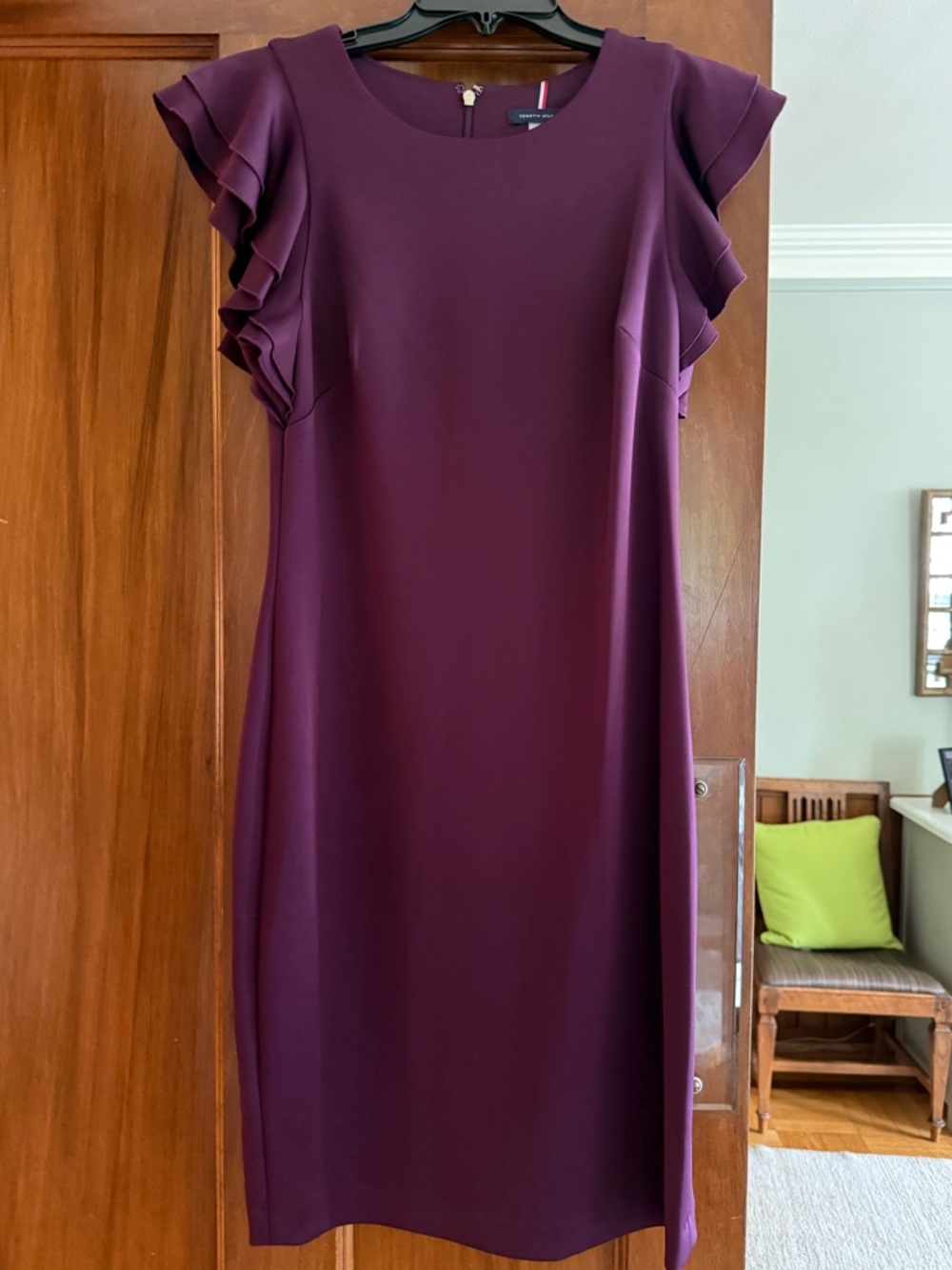 NWOT Women’s Plum Ruffle Sleeve Sheath Dress